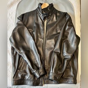 Black Leather Polo Coat